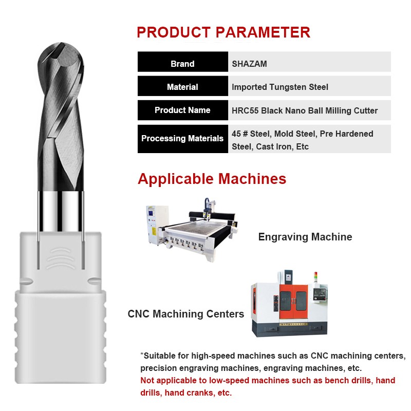 SHAZAM HRC55 2-Flute Ball End  - đánh giá và giá End Mill Set