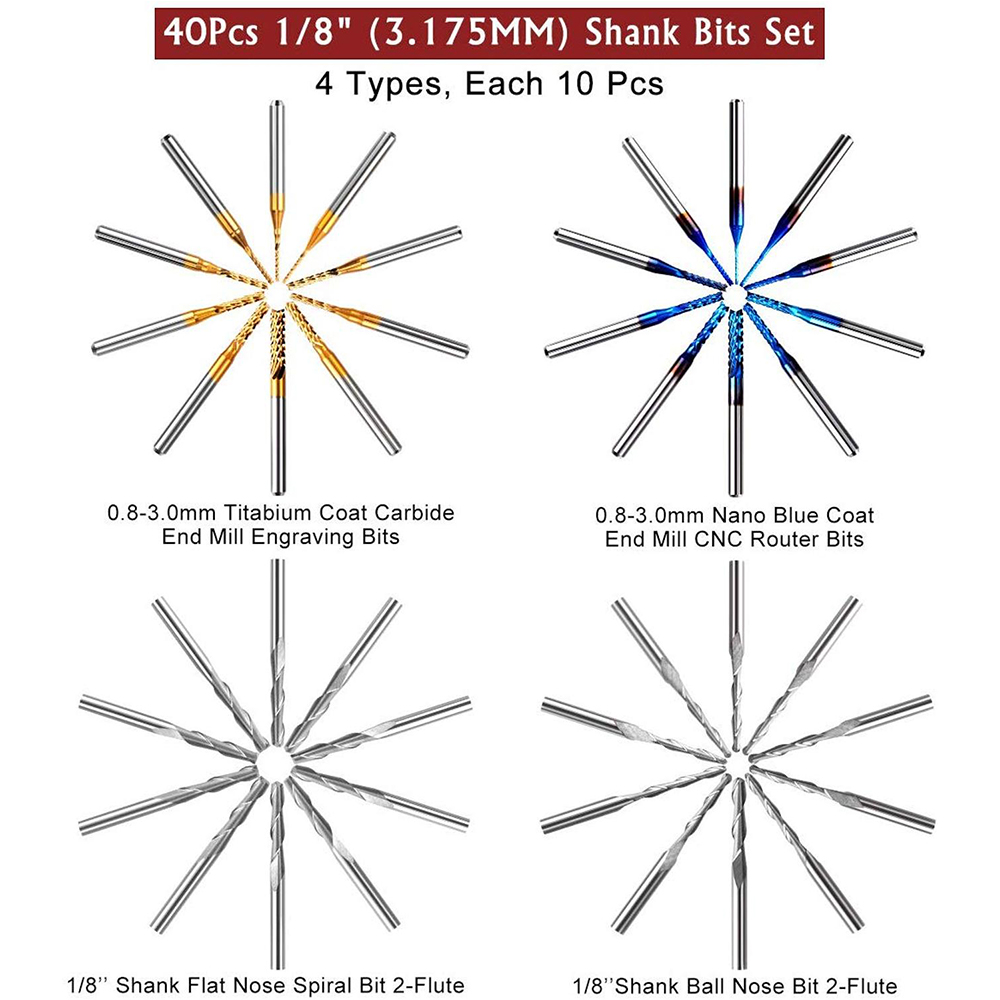 Bộ mũi phay khắc Twotrees, lớp - đánh giá và giá End Mill Set