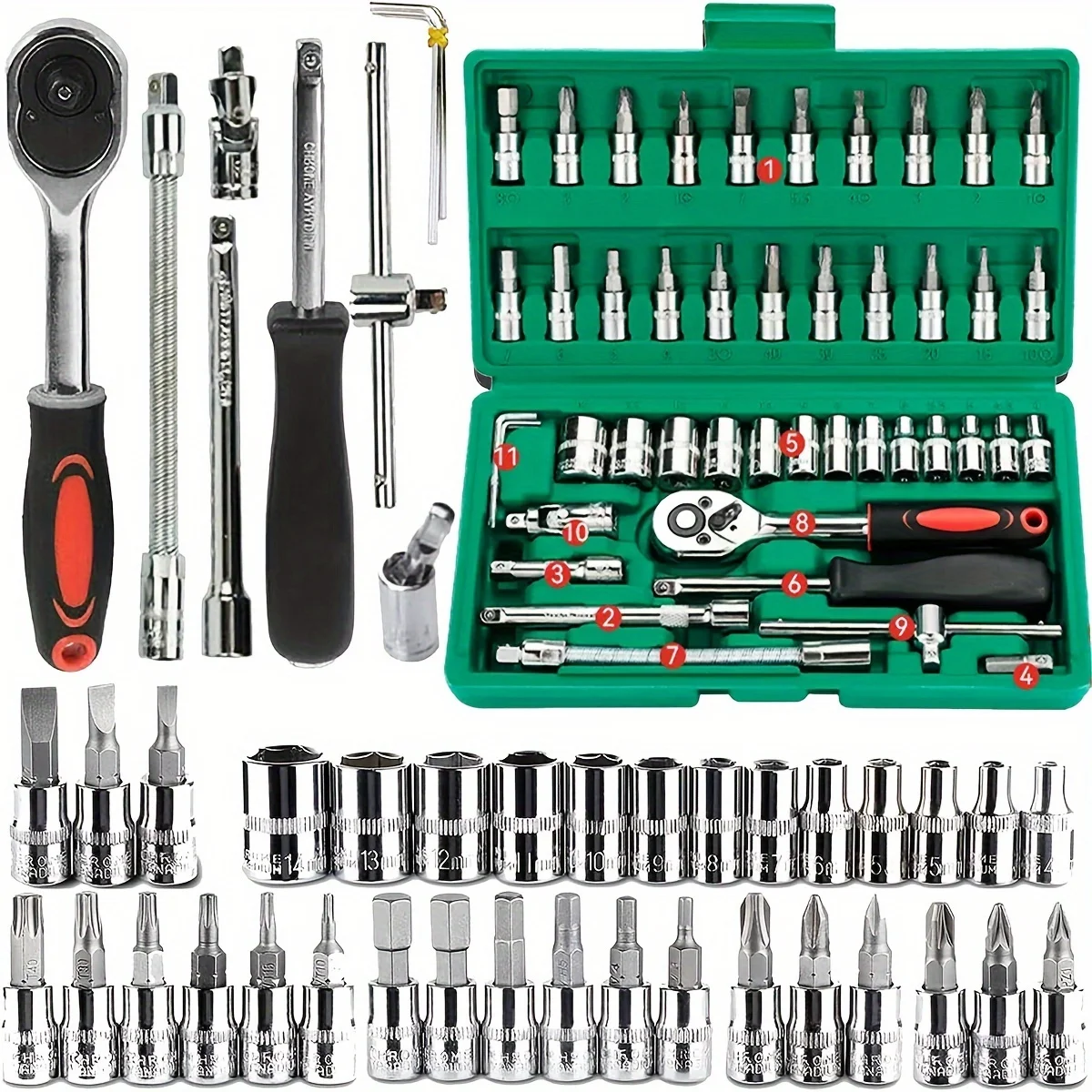 46pc Drive Socket Set 1/4 inch - đánh giá và giá Cnc Bits